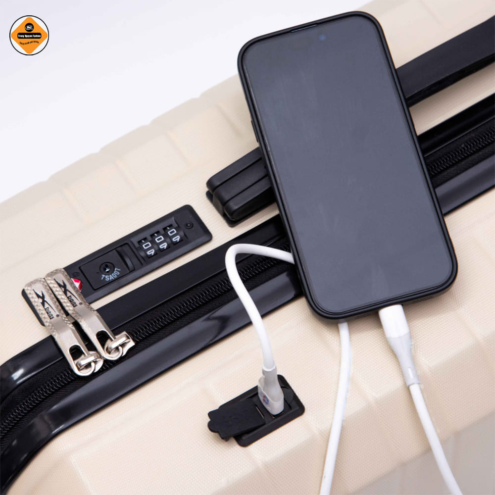 Vali Kéo Du Lịch Size 20 Xbags White Titan Pro XB6105 Cao Cấp, Cổng Sạc USB, Khóa TSA Chuẩn Quốc Tế