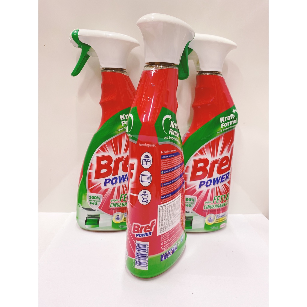 Combo 3 chai Tẩy rửa đa năng Bref Power FETT &amp;amp; EINGEBRANNTES (chuyên dụng cho nhà bếp) 750ml - Đức