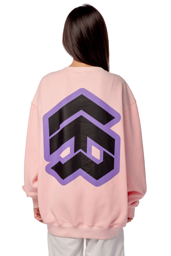Áo Sweater 5THEWAY Tay Dài Hồng aka /stroke/ BIG LOGO SQUARE SWEATER in CRYSTAL ROSE