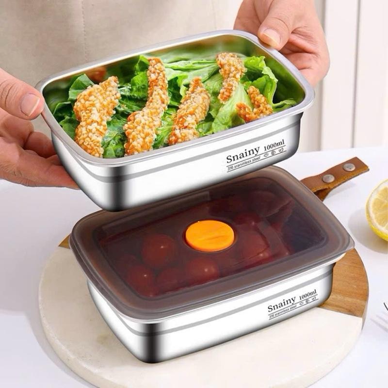 [AnhOtShop] Hộp Inox 304 Đựng Thức Ăn Nắp Silicon Chống Tràn – Khay Inox 1200ml 1500ml 2200ml An Toàn, Chống Thấm Bền Đẹp