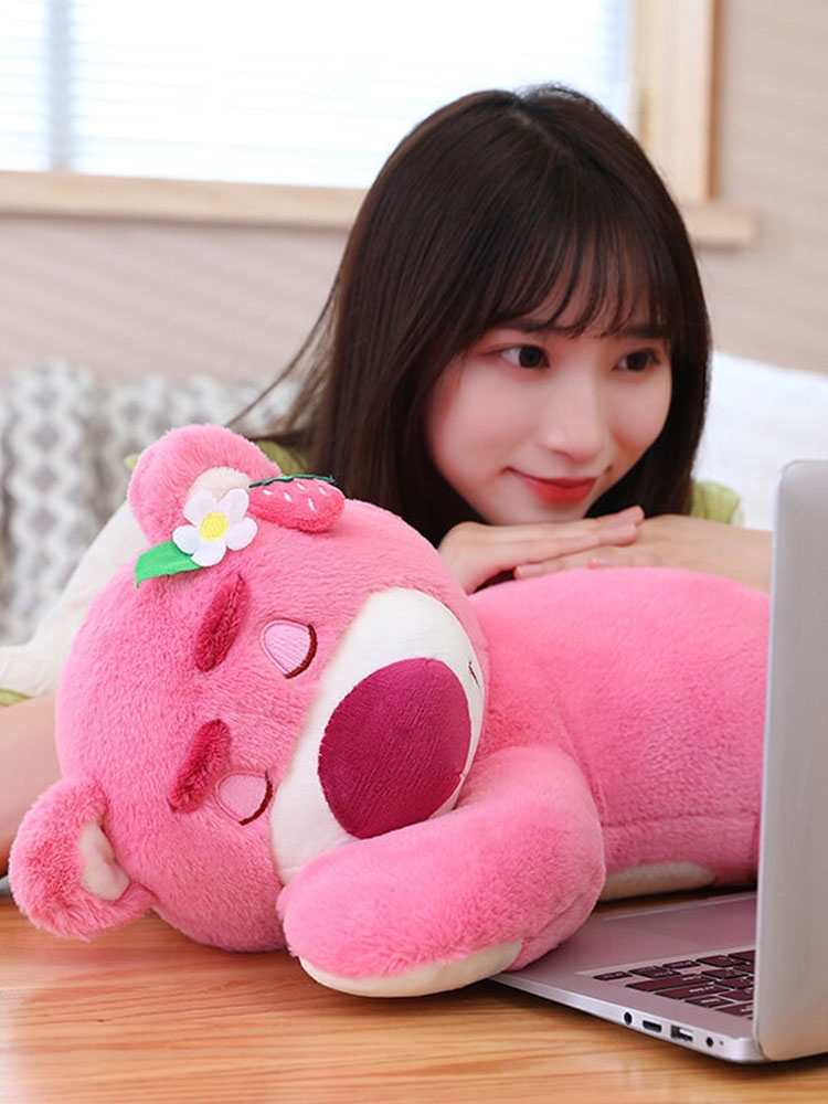 Gấu Bông Lotso Huggin Bear Lông Xù Tai Dâu Nằm