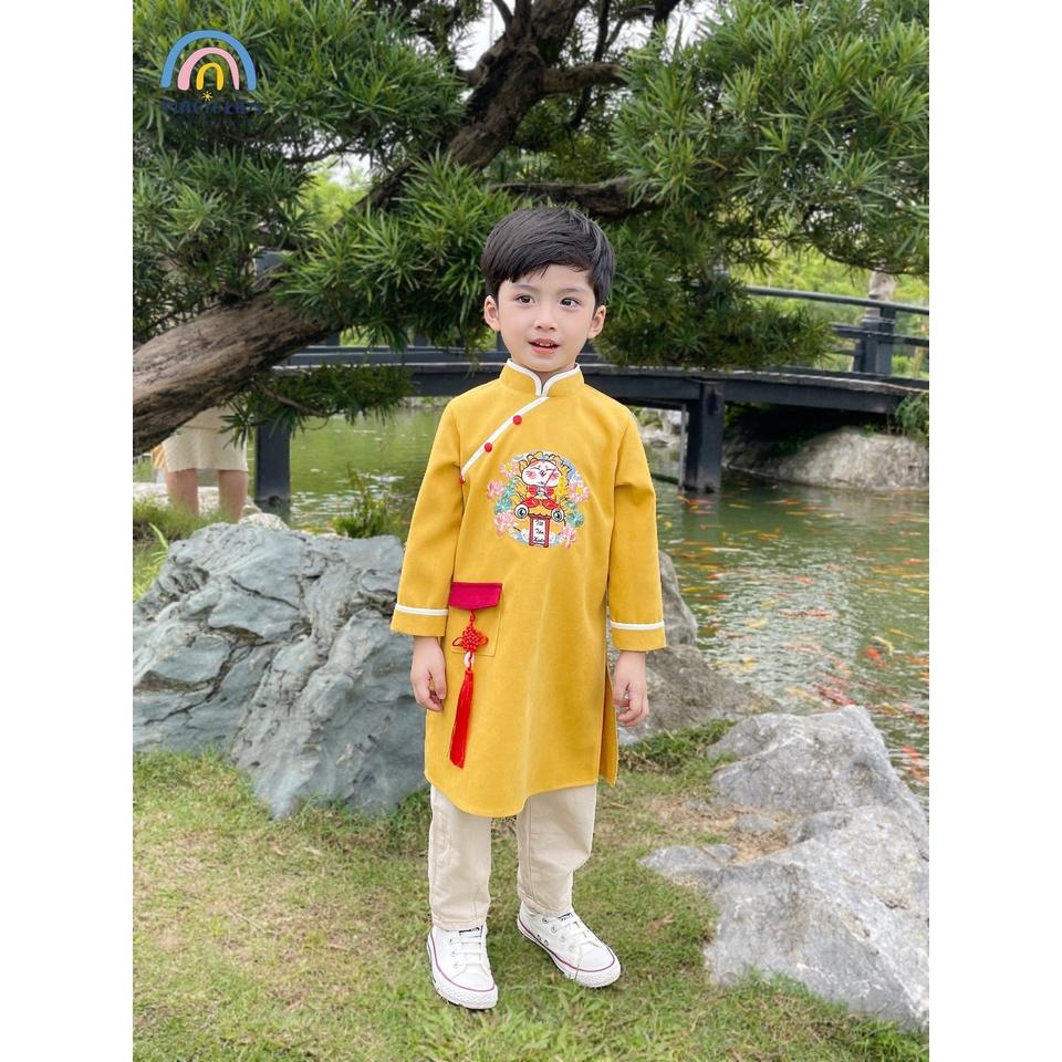 Áo dài Tết bé trai 2 3 4 5 6 7 8 9 10 tuổi Magickid dáng cách tân mẫu mới Tết Quý Mão 2023 chất nhung tăm Quần áo trẻ em