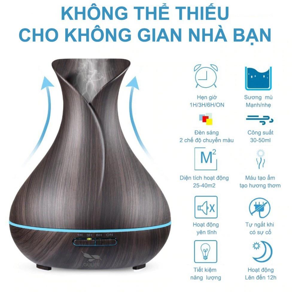 Máy Xông Tinh Dầu Máy Khuếch Tán Hoa Tulip Cỡ Lớn 550ML Phun Sương Tạo Hương Thơm Phòng Ngủ Diệt Khuẩn Đuổi Côn Trùng