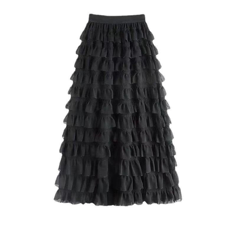 Váy Midi xếp tầng, lưng chun - Váy tầng Freesize