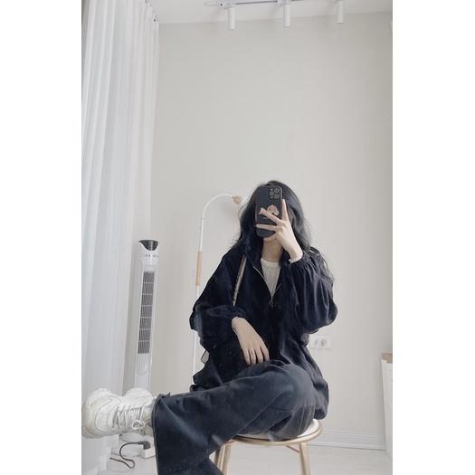 Áo khoác nỉ da lộn có mũ by samhyewear