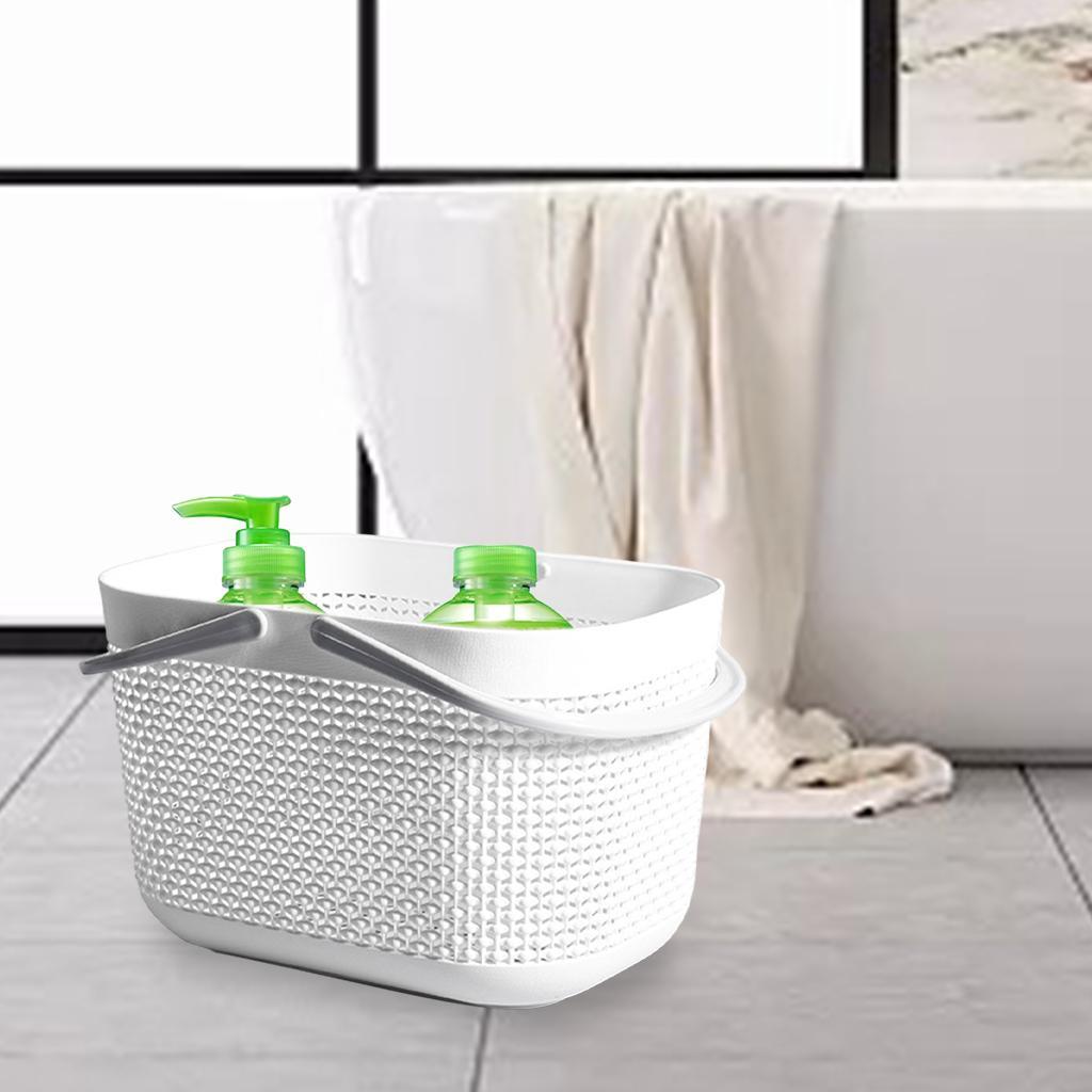 3X Portable Tote Shower Basket Plastic Storage Organizer for Home Bathroom White