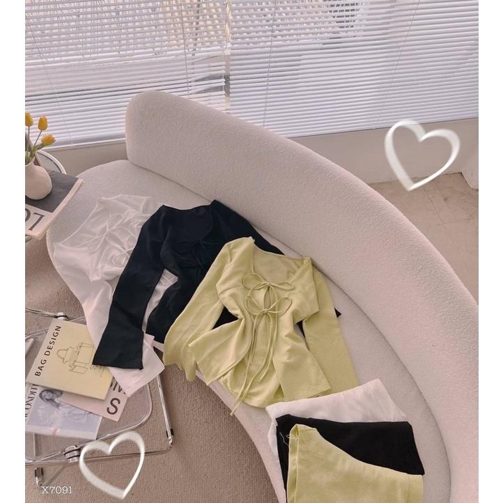 SET ÁO CỘT NƠ TAY LOE KÈM SHORT