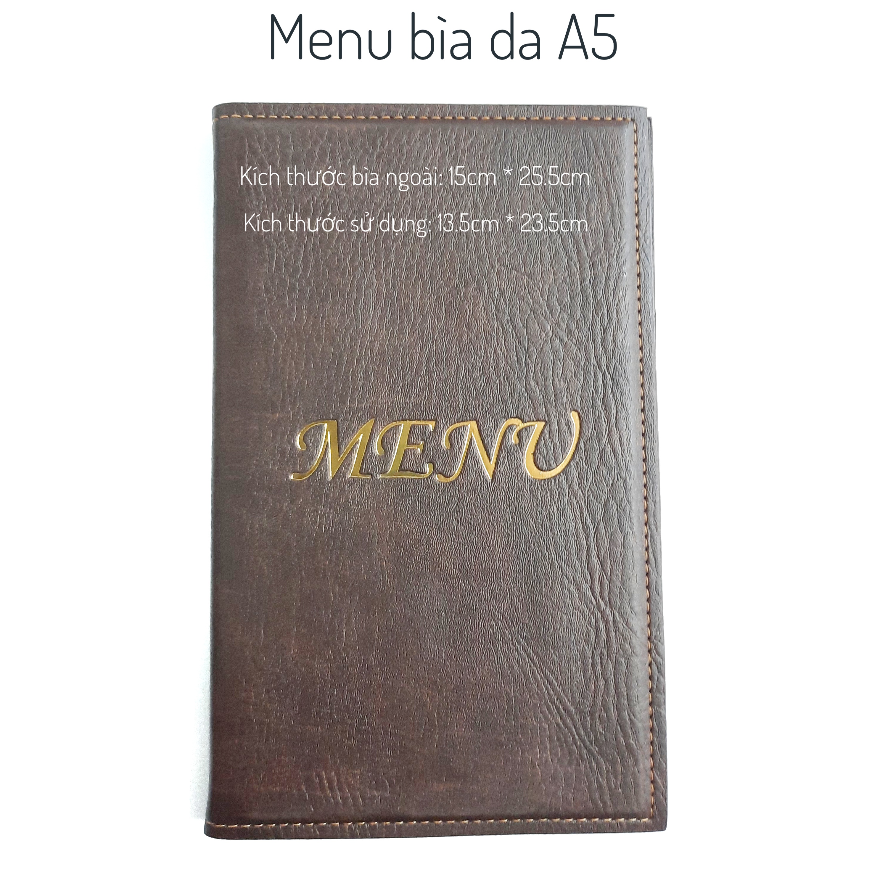 Menu bìa da cao cấp 15cm * 25.5cm.