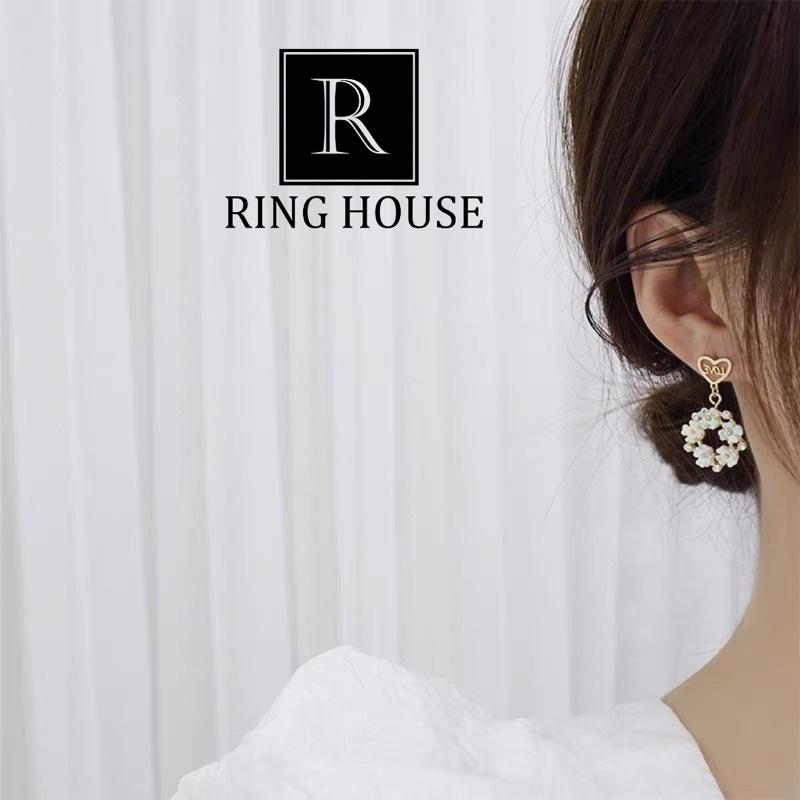 Bông Tai Khuyên Tai Nữ Hoa 7 Sắc Bất Cân Xứng Xinh