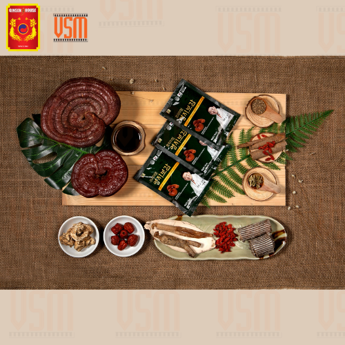 COMBO 2 Hộp Chiết Xuất Linh Chi & Hồng Sâm Hàn Quốc 6 Năm Tuổi Ginseng House - 60 gói