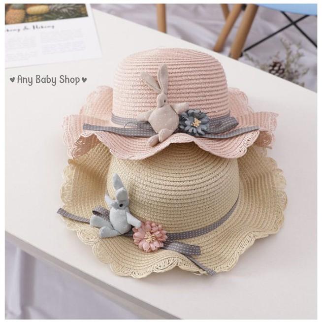 Combo nón và túi xách đi chơi biển cho bé hình thỏ Bunny 4 màu cực xinh