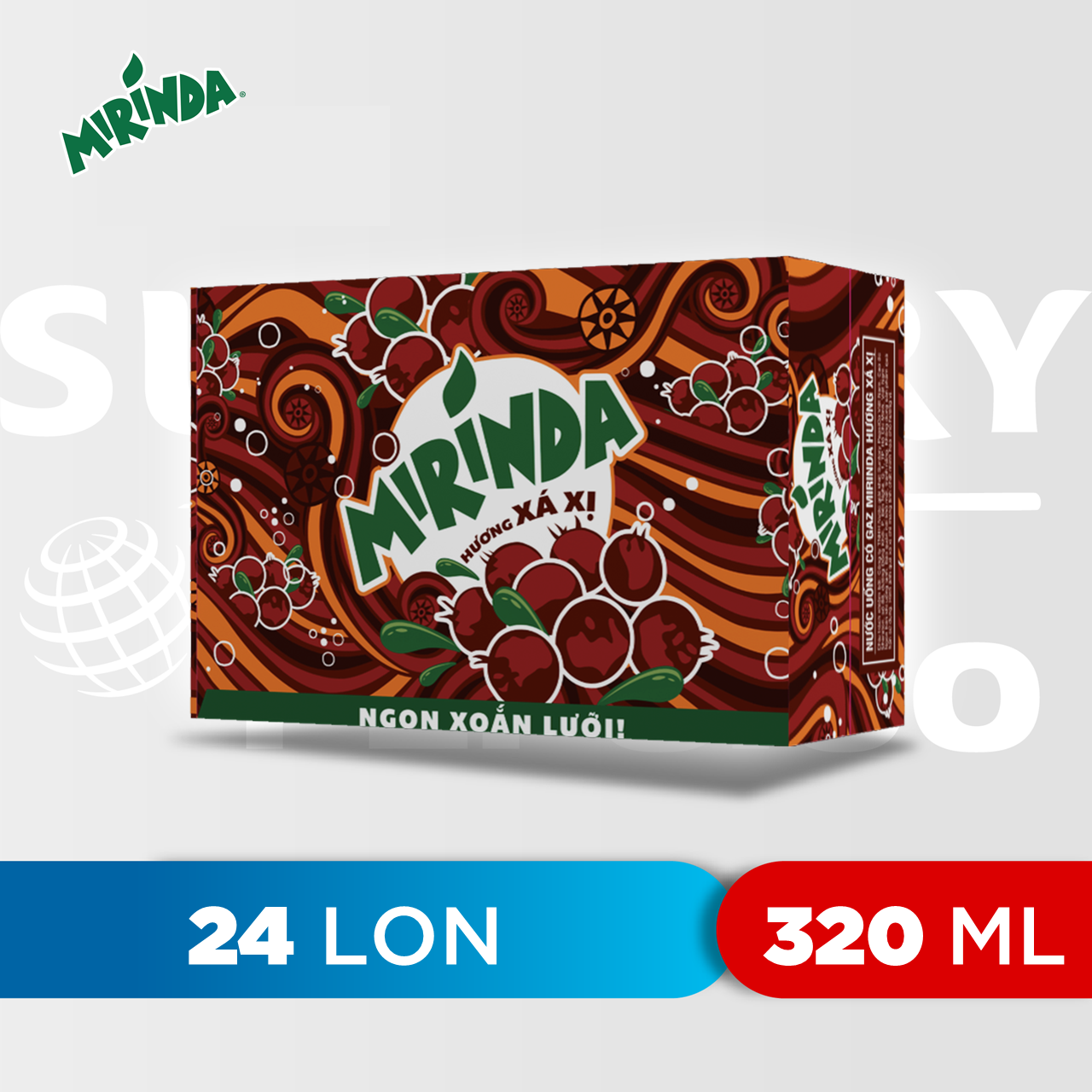 Thùng 24 Lon Nước Ngọt Có Gas Mirinda Xá Xị
