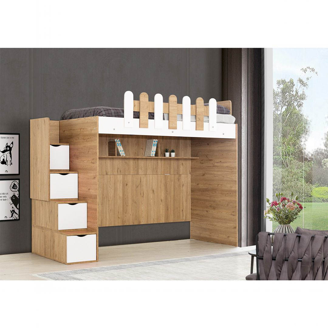 Giường gỗ 2 tầng cho bé thiết kế linh hoạt SMLIFE Sigore