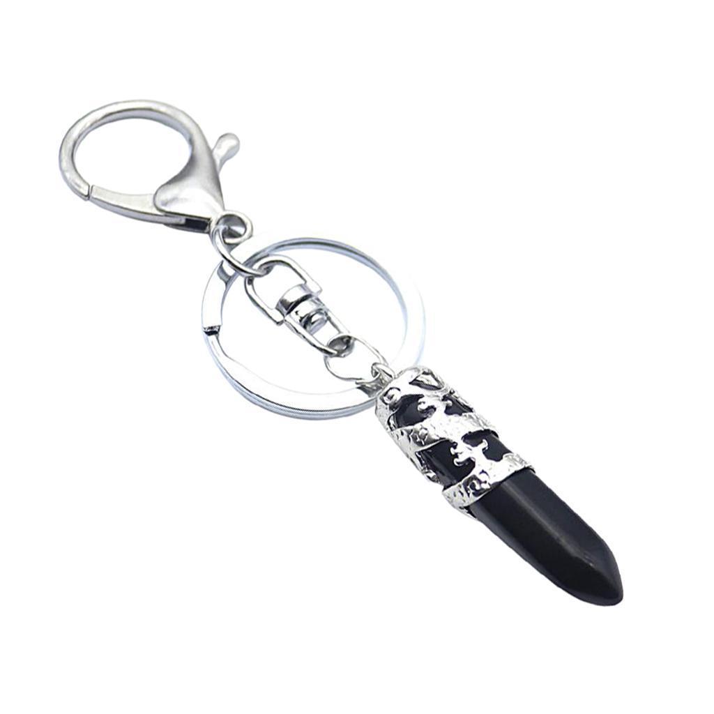 2-4pack Fashion Hexagonal Dragon Crystal Quartz Keychain Key Chain Black