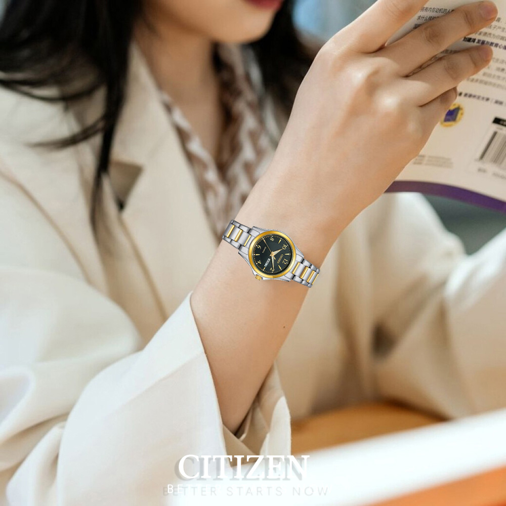 Đồng Hồ Nữ Citizen Pin-Quartz Dây Thép Không Gỉ EQ0614-52E - Mặt Đen (27.5mm)