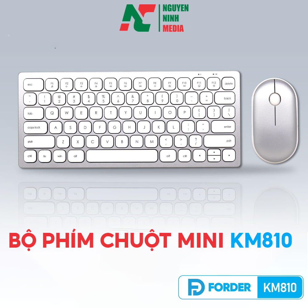 Bộ Phím Chuột Mini Không Dây FORDER KM810 White (Màu Trắng) - Hàng Chính Hãng