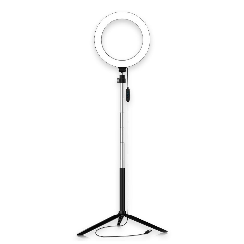 Vòng đèn LED di động 20cm / 8 inch có 3 chế độ chiếu sáng với chân máy để bàn để tự chụp ảnh
