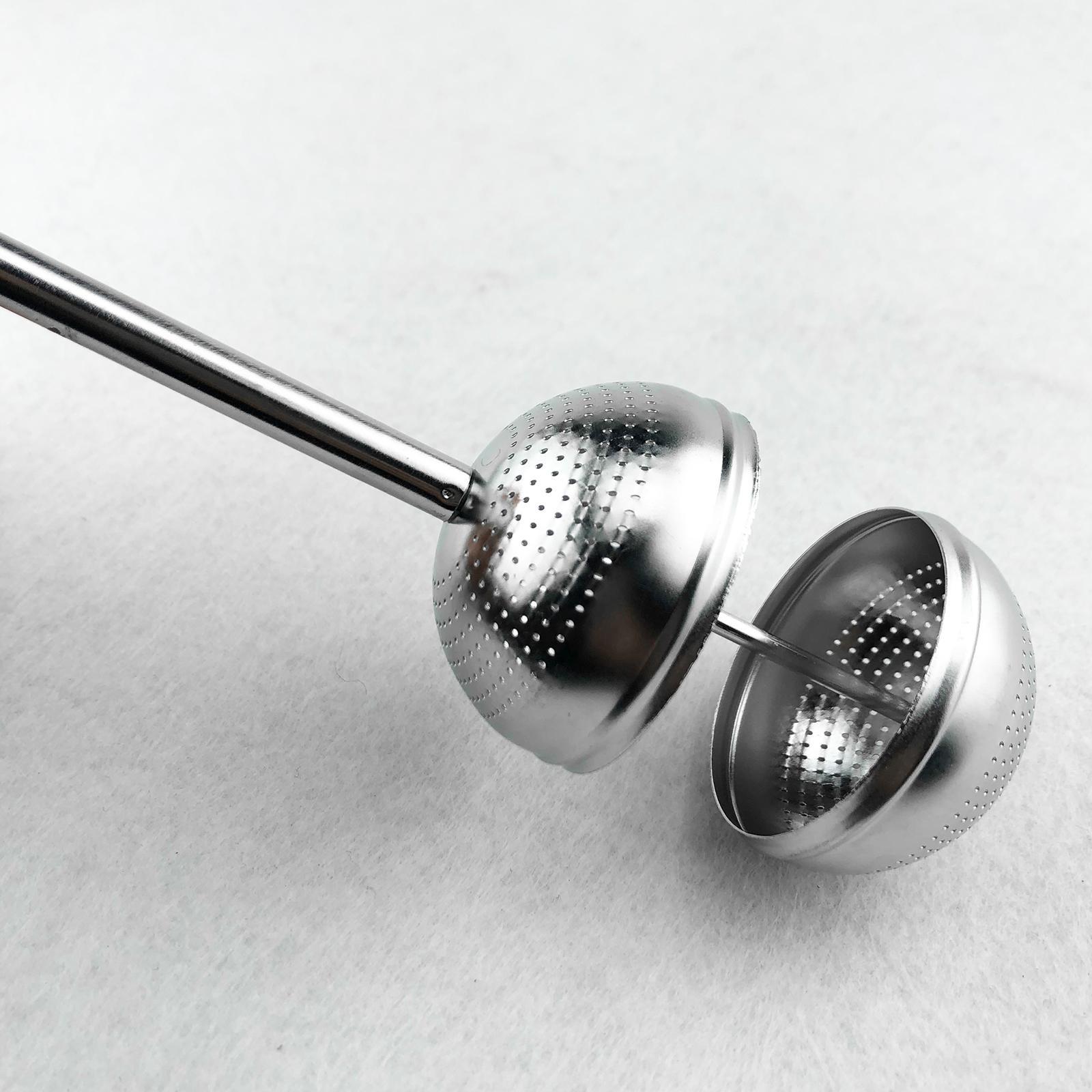 Metal Tea Bag Filter Ball Diffuser with Long Handle Push Rod for Teapot