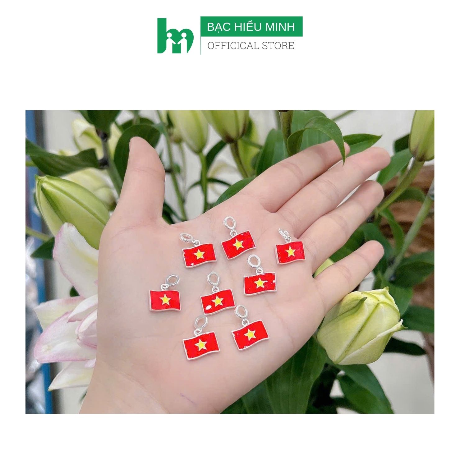 Mặt Dây Chuyền Bạc Lá Cờ Việt Nam Bạc Hiểu Minh MDN487