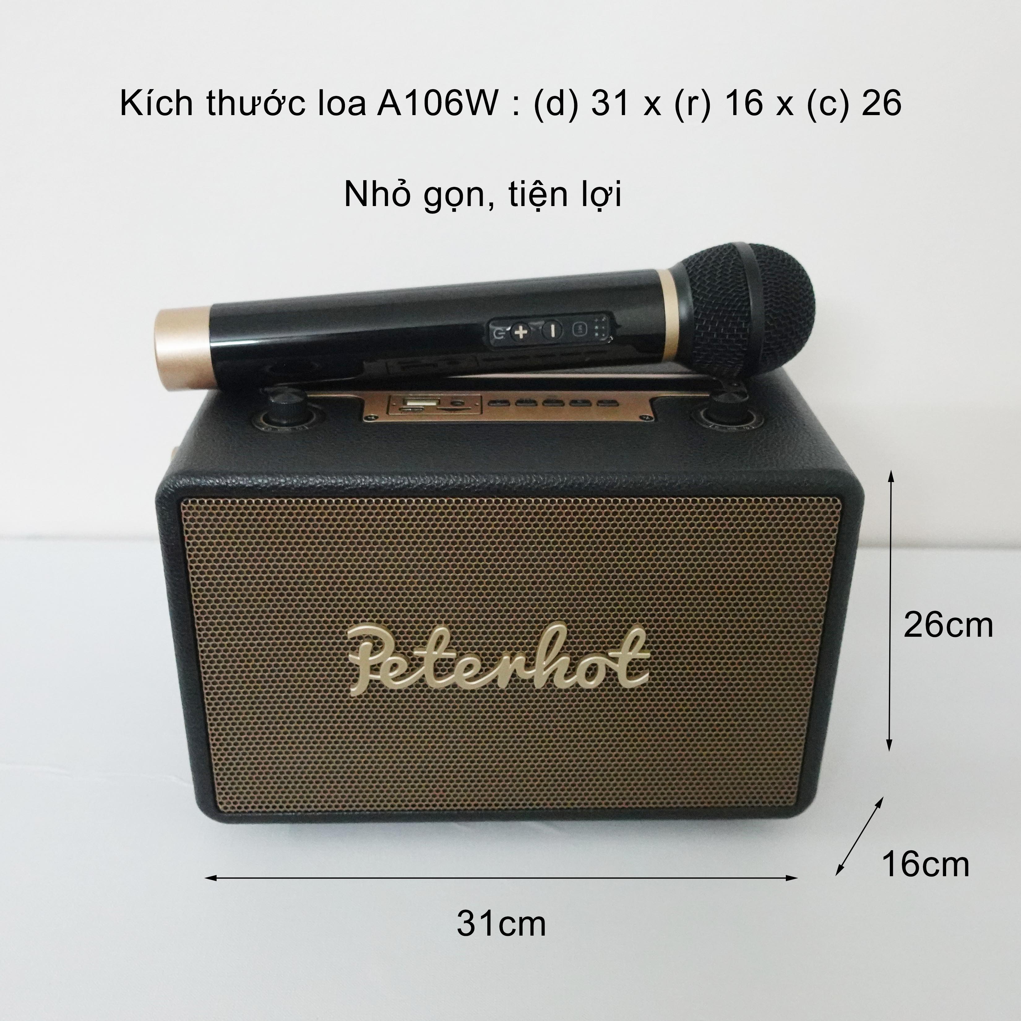 Hình ảnh Loa Bluetooth Sothing Peterhot A106W - A108W công suất lớn 56w, dung lượng pin lớn 20.000mAh, kèm 2 micro hát- Hàng chính hãng