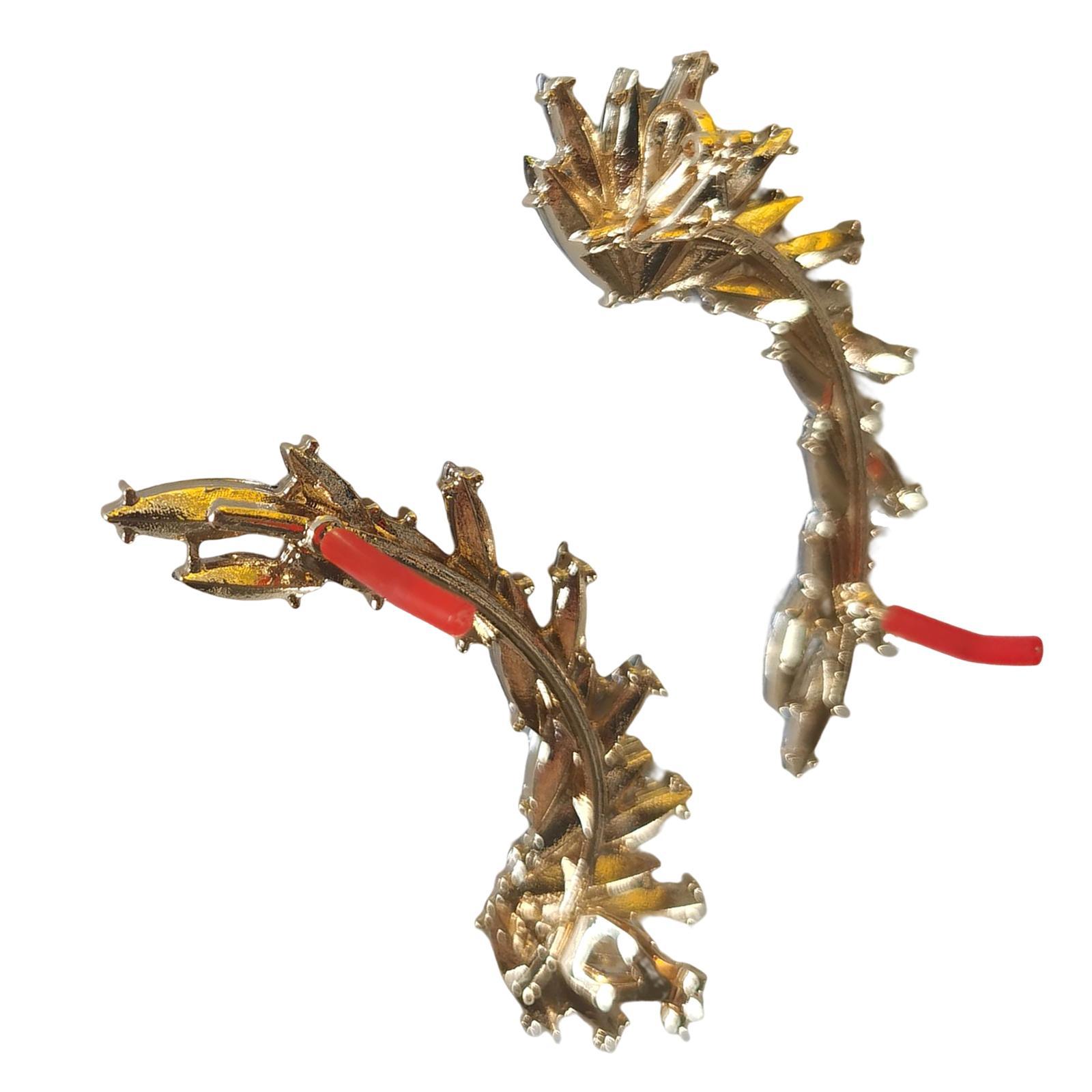 Ladies Leaves Earrings Diamante Rhinestone Ear  Crawler Jewelry Golden