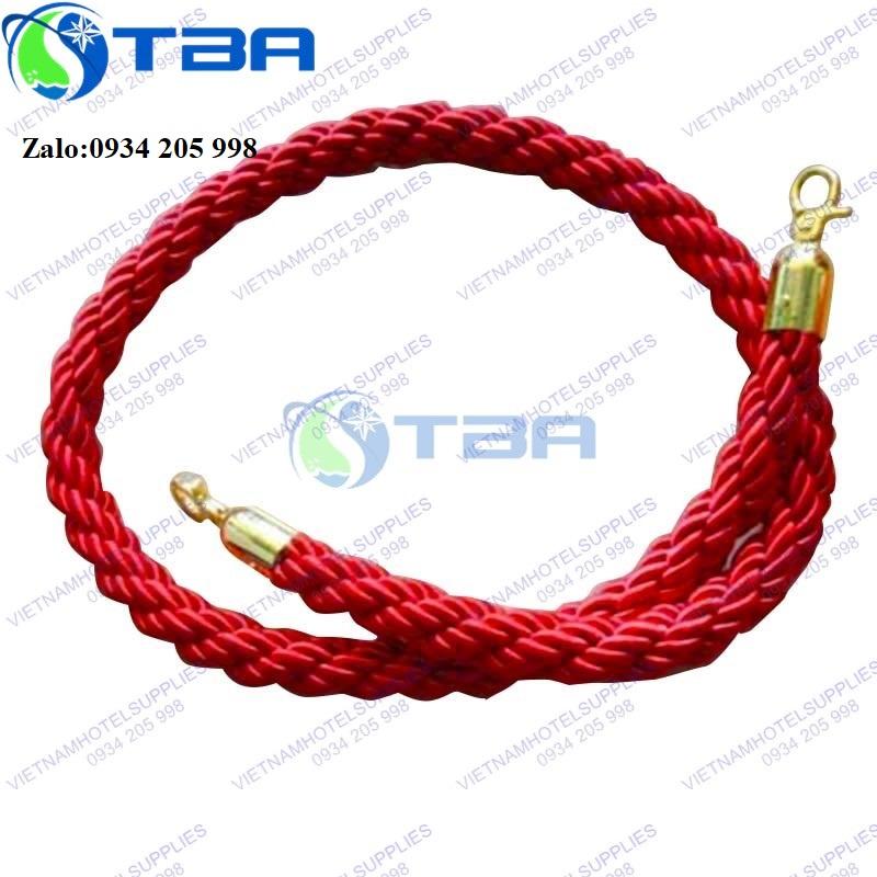 Dây thừng bện màu đỏ móc khóa mạ vàng cho trụ chắn inox cao cấp