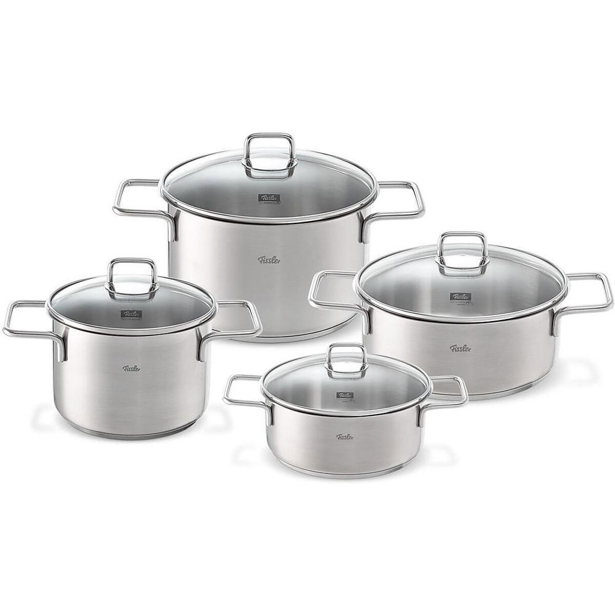 Bộ Nồi Bếp Từ 3 Đáy Fissler Nurberg 4 Món, Chất Liệu Thép Không Gỉ Cao Cấp, Dùng Cho Mọi Loại Bếp