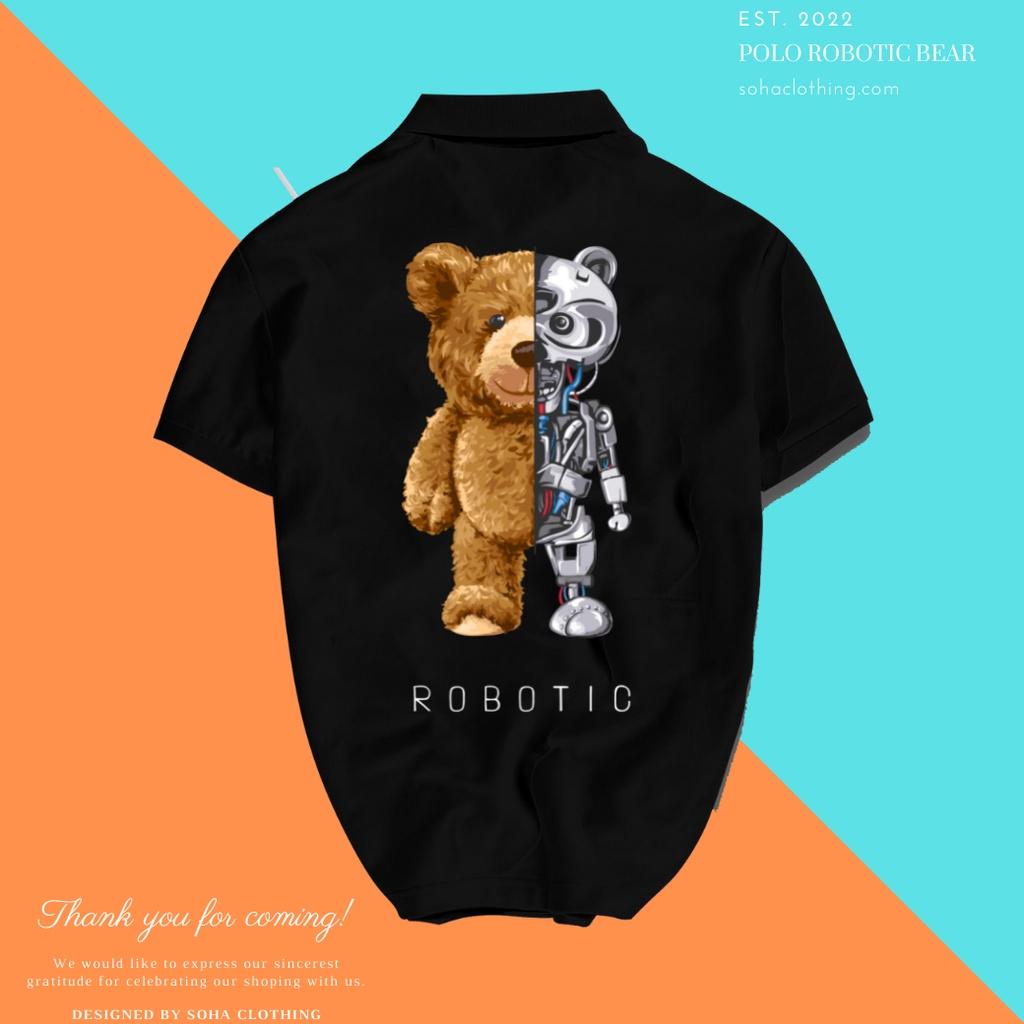 Áo Thun Polo Nam Basic cổ bẻ vải Cá Sấu chuẩn form,hình in sắc nét, BEAR ROBOTIC -SoHa Clothing