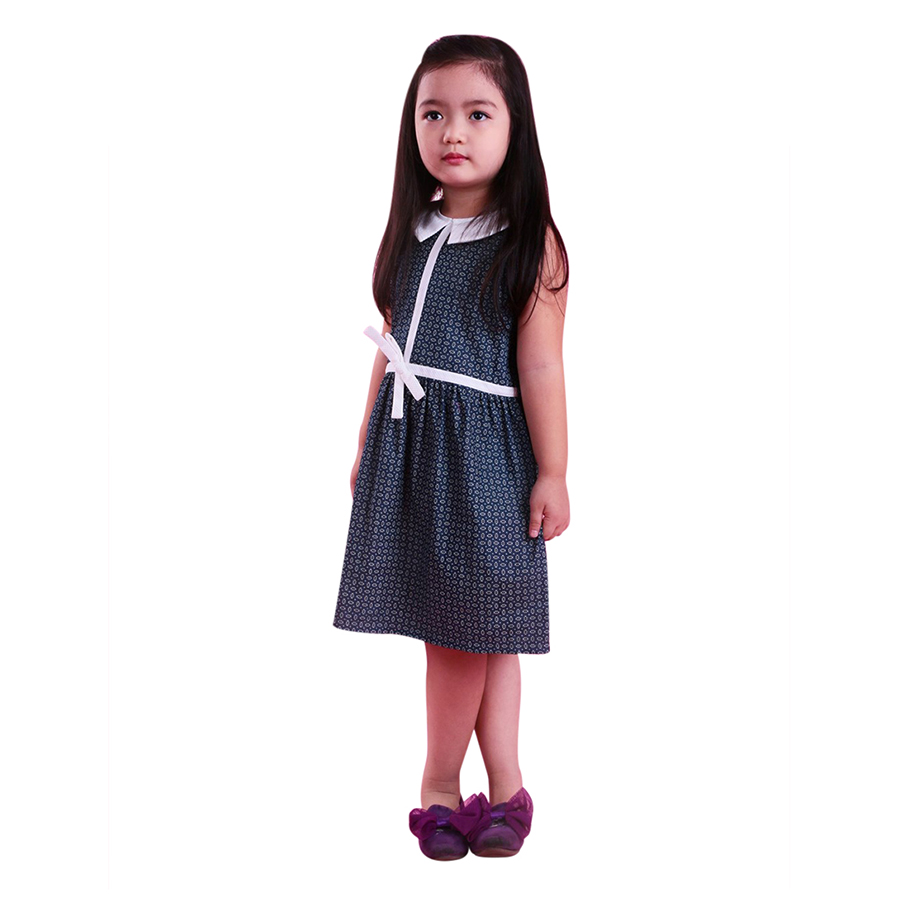 Đầm Xòe Bé Gái Nơ Bụng Ugether UKID37 - Xanh Jean