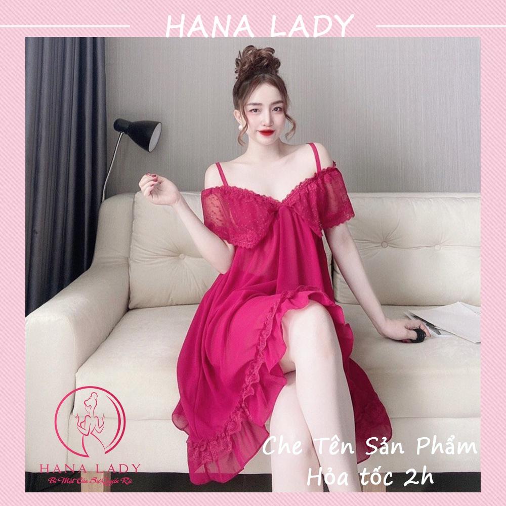Váy ngủ nữ quyến rũ - Đầm ngủ sexy voan lụa cao cấp trễ vai gợi cảm VN482