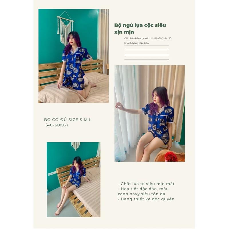 Bộ PIJAMA lụa hàng thiết kế chuẩn đẹp, bộ cộc tay đủ size từ 40-65kg