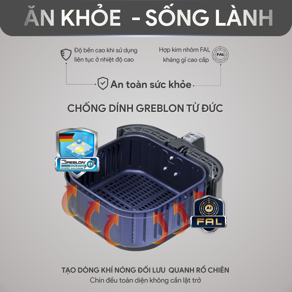 Nồi Chiên Không Dầu BlueStone AFB-5878 5.5 Lít 1700W - Hàng Chính Hãng
