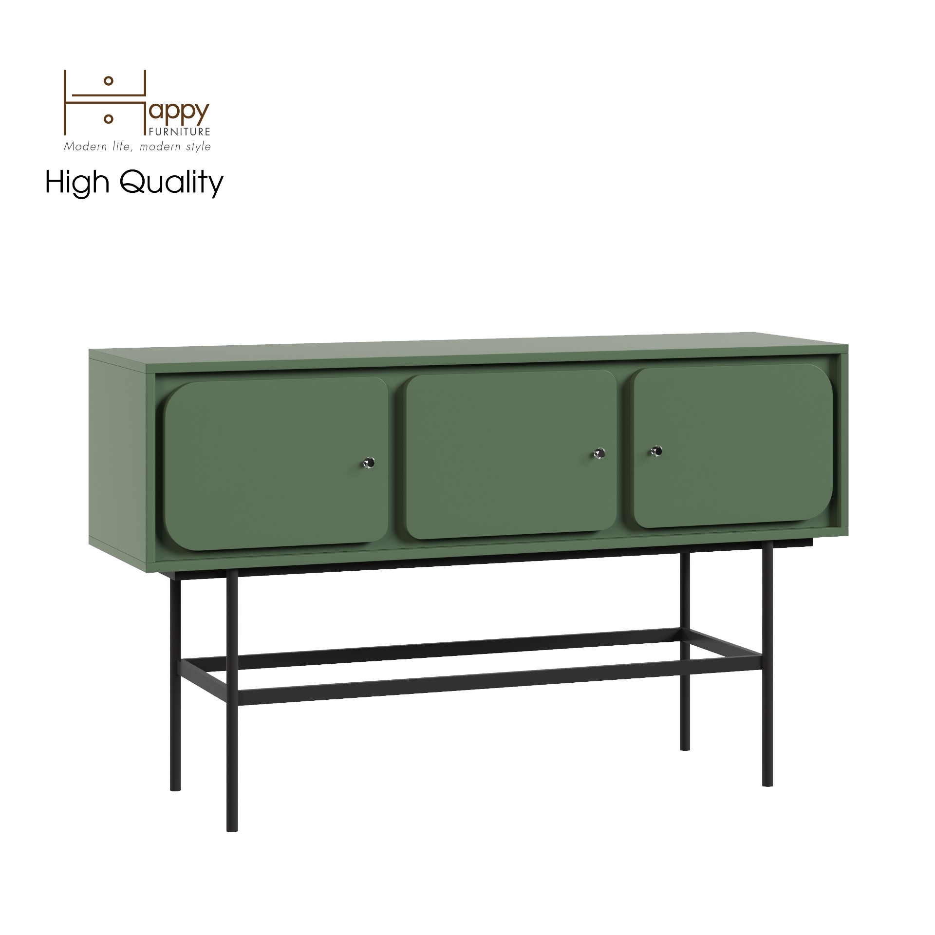 [Happy Home Furniture] SWEETY, Tủ lưu trữ 3 cửa mở - chân sắt, 136cm x 40cm x 82cm ( DxRxC), TCM_064