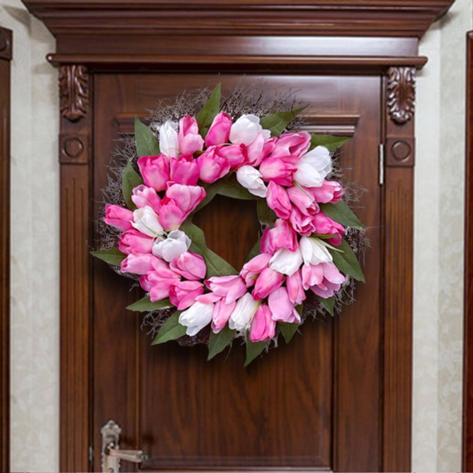 Pink Artificial  Flower Wreath  Front Door