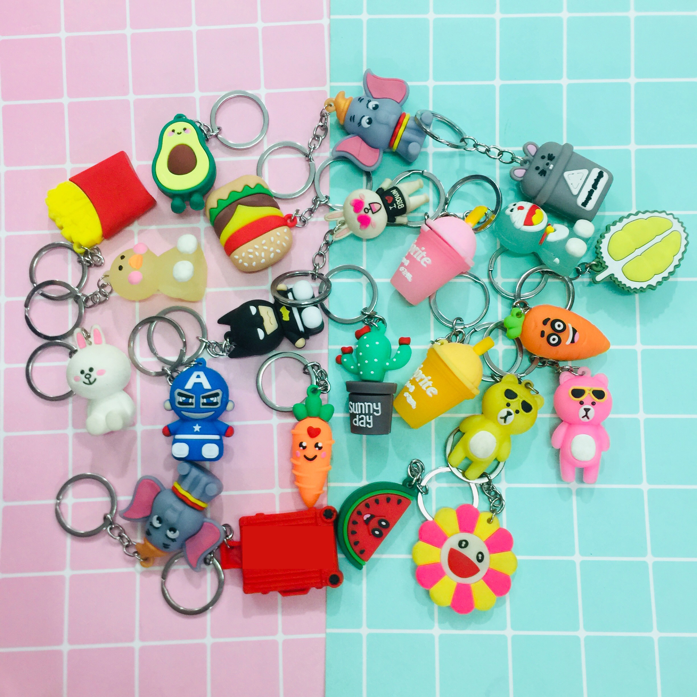 Set 10 Móc khoá cao su cute, dễ thương
