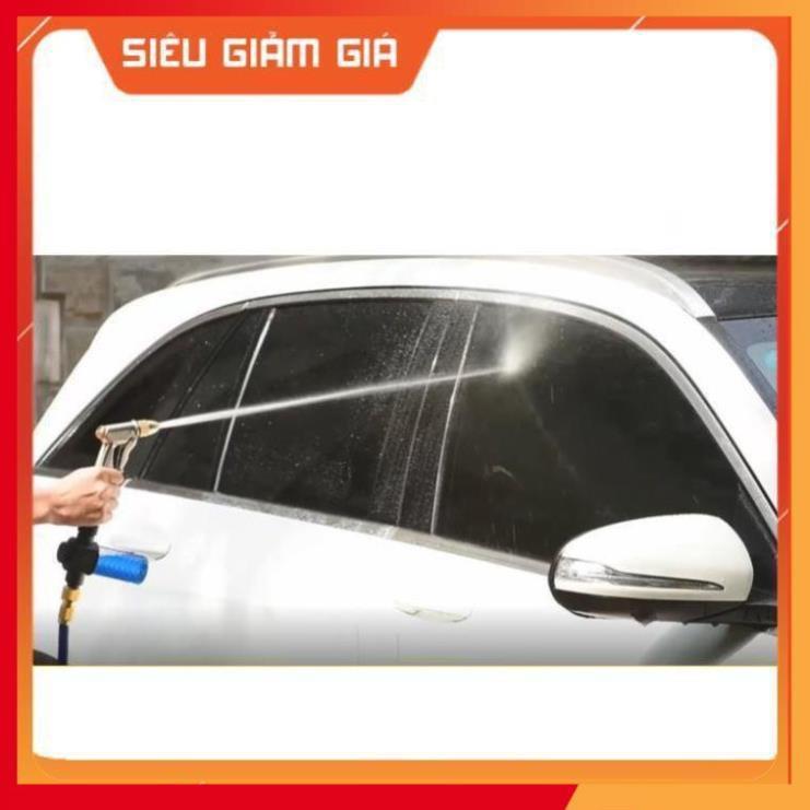 Bộ dây vòi xịt nước rửa xe, tưới cây .tăng áp 3 lần,loại 3m,5m 206701-3 đầu đồng,cút nối nhựa vàng+ tặng mở chai