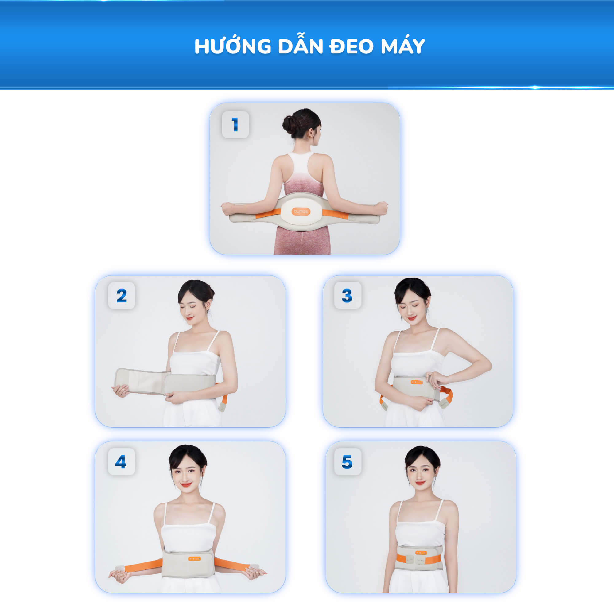 Đai Massage Bụng Kinh BUMAS M13, Chườm Nóng Thảo Dược, Giảm Đau Lưng Bụng, Giảm Nhức Mỏi - Hàng chính hãng
