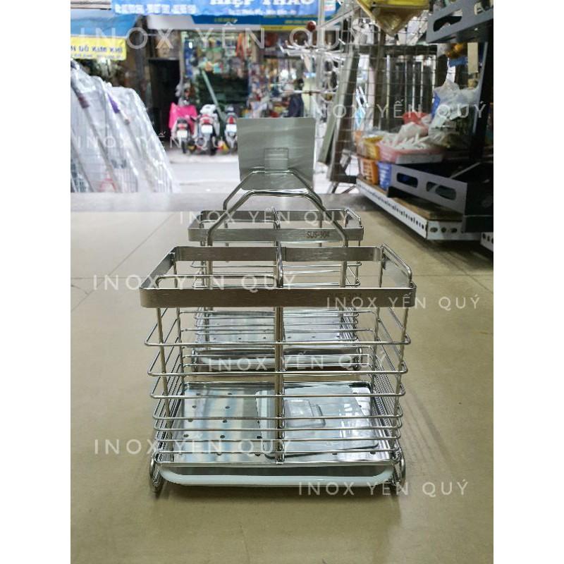 Ống đũa inox 304 đặt bàn có khay nước tặng kèm miếng dán
