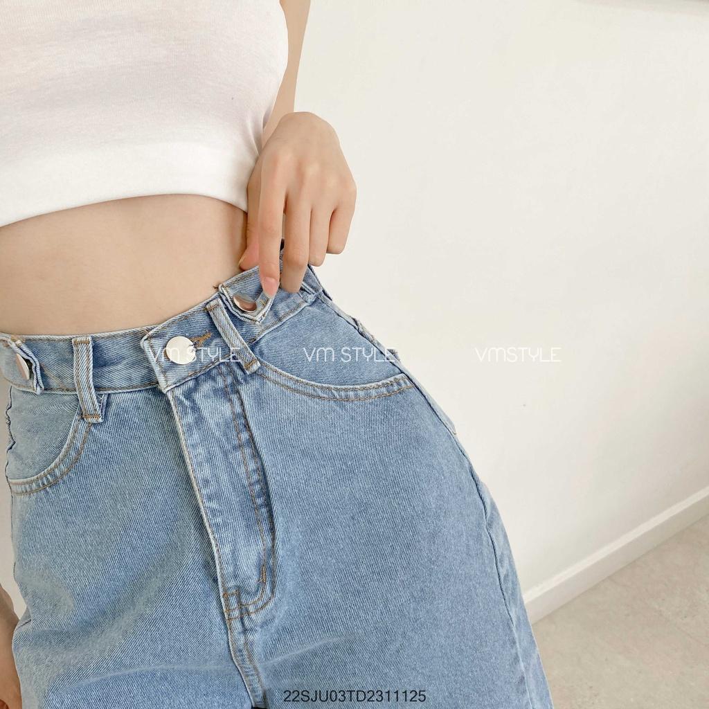 Quần short jean nữ VM STYLE bò lửng ống rộng cạp cao cá tính -064-22SJU03TD2311