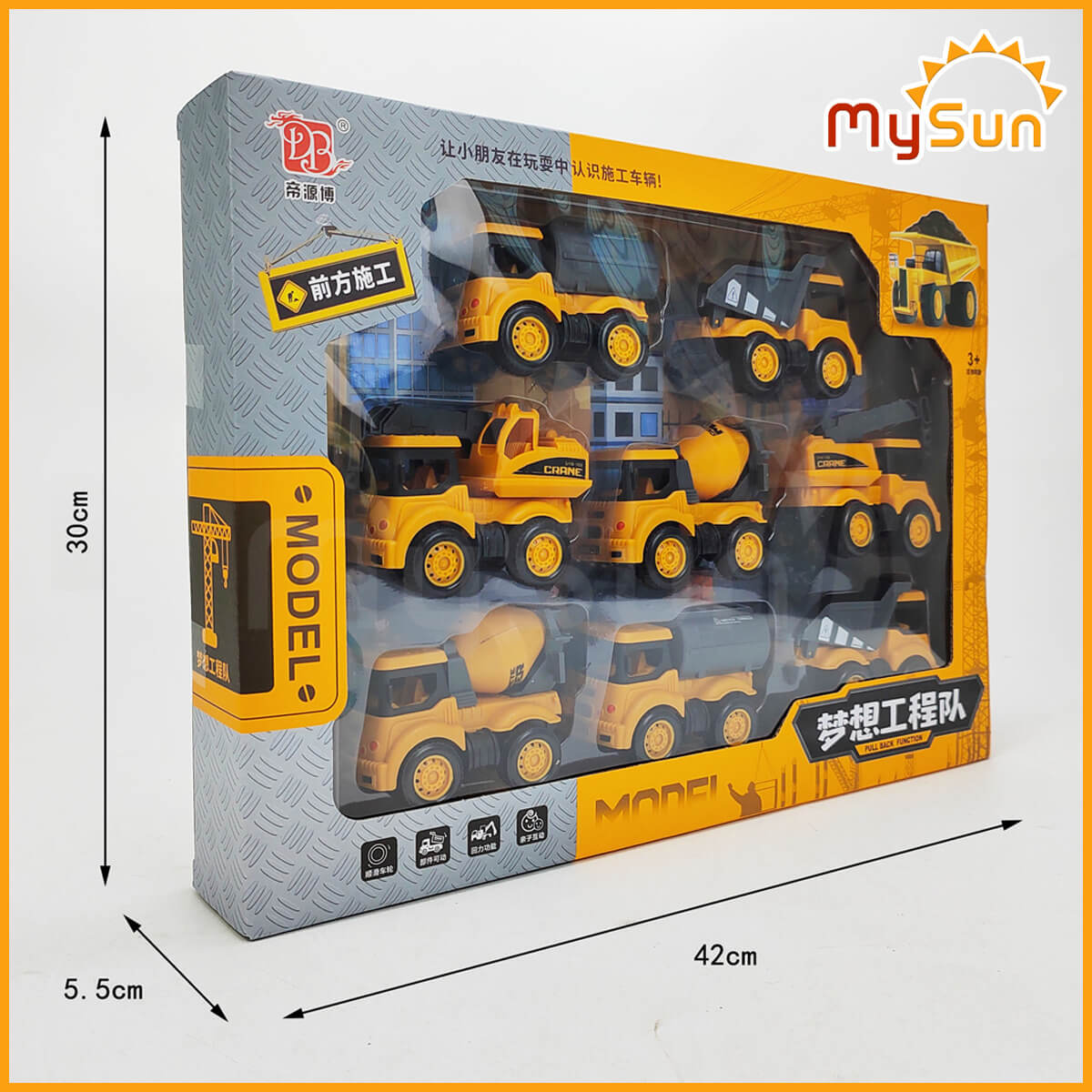 Bộ xe công trình đồ chơi cho bé mô hình xe ô tô cần cẩu xe ben cở cát xe bồn trộn bê tông đồ chơi