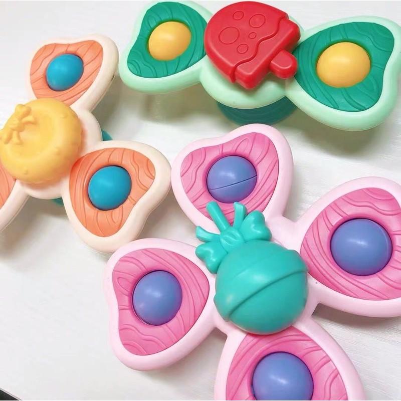 Con quay dán tường bề mặt kim loại nhựa kính, spinner nhiều màu sắc dành cho bé