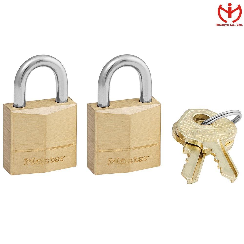 Bộ 2 khóa vali Master Lock 120 EURT thân đồng 20mm chung chìa - MSOFT