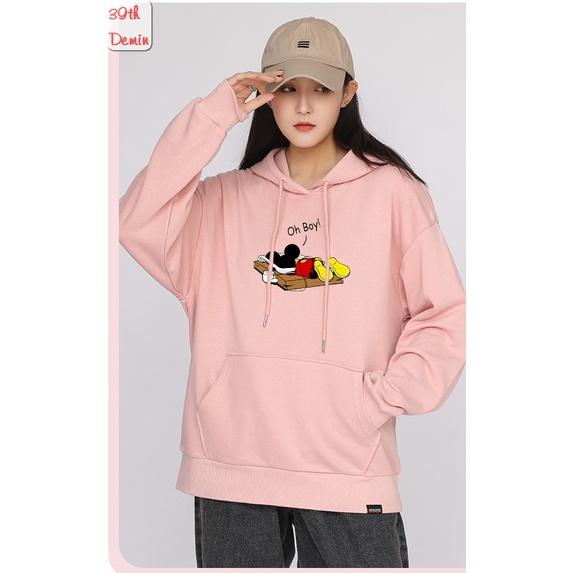 Áo Hoodie phong cách Hàn Quốc MICKEY MOUSE OH BOY chất NỈ COTTON lót BÔNG unisex nam nữ