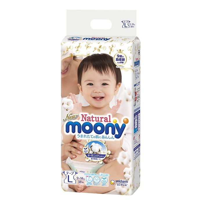 Tã bỉm dán Moony Natural L38 (9-14kg)