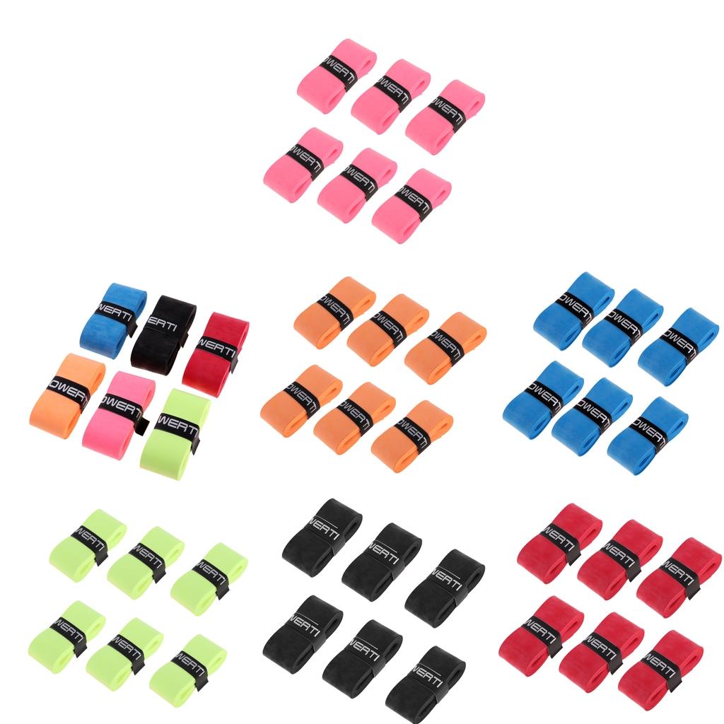 6 Pieces Anti-slip Sport Over Grip Sweatband Tennis Overgrip Tape Badminton Racket Squash Racquet Fishing Pole Grip - All Colors
