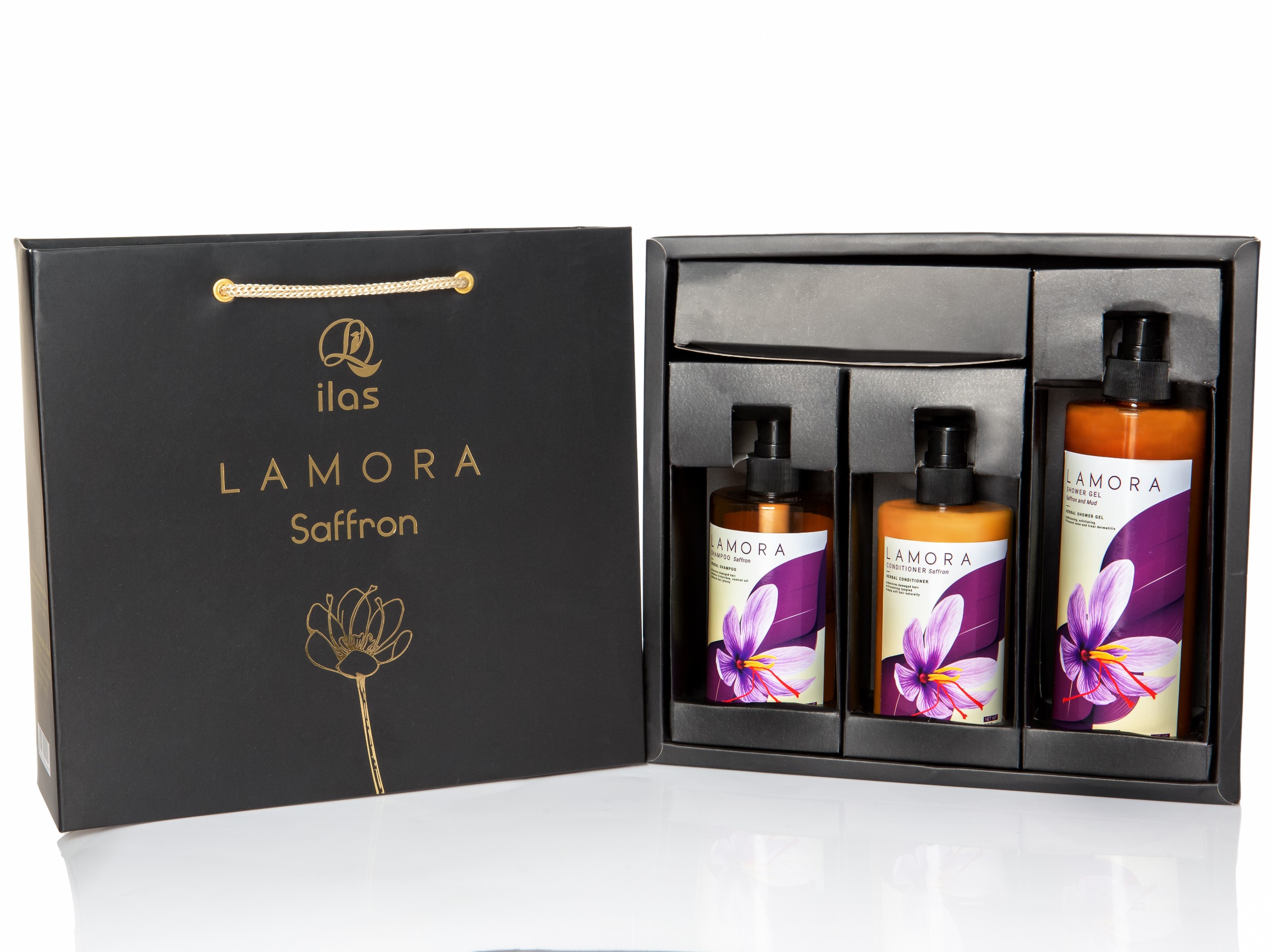 BỘ 3 CHĂM SÓC TOÀN DIỆN: GỘI, XẢ, TẮM DƯỢC LIỆU SAFFRON LAMORA