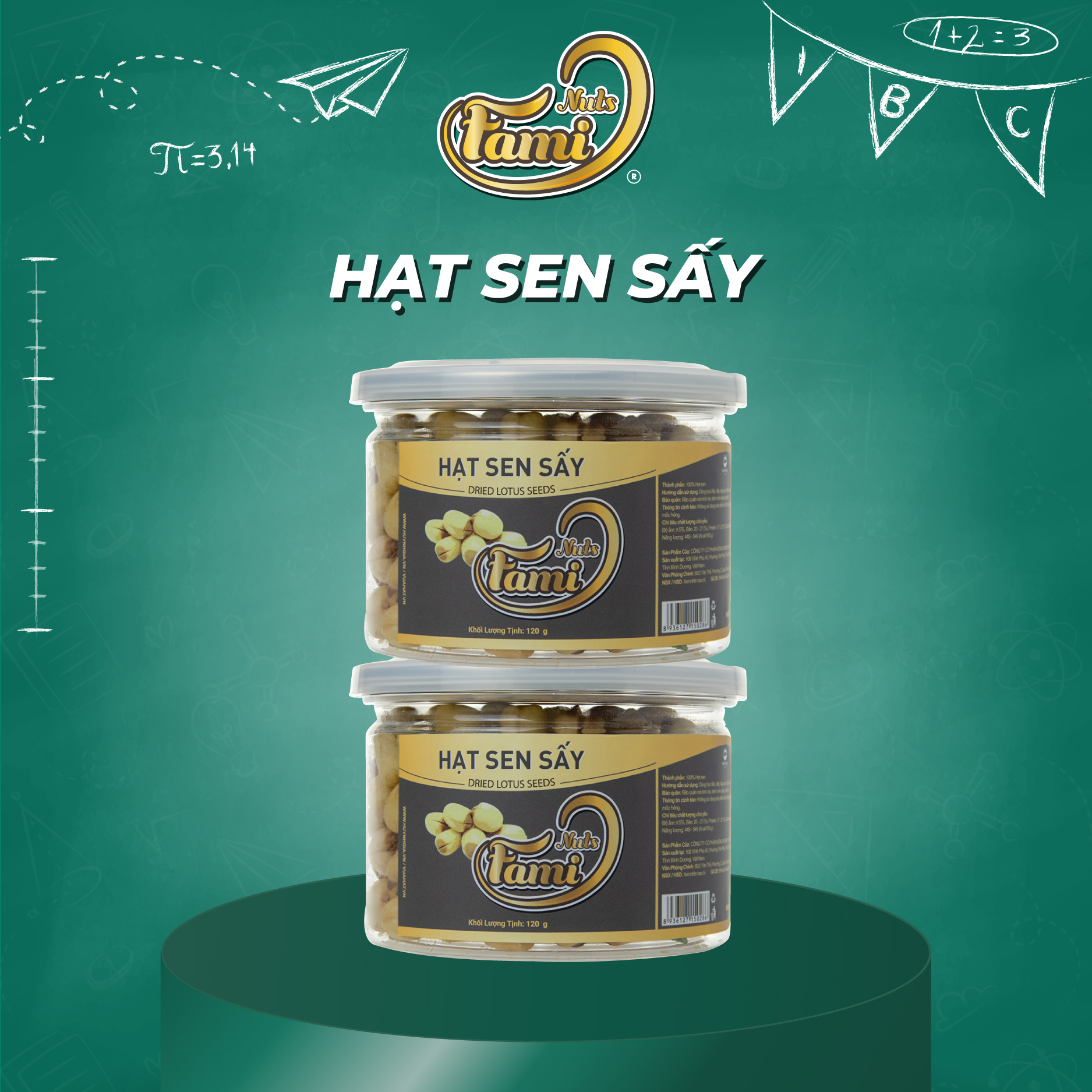 Hạt Sen Đồng Tháp Sấy Giòn FAMINUTS - Hũ Nắp Nhôm 120g - Món Ăn Vặt Giúp An Thần, Cải Thiện Chất Lượng Giấc Ngủ Tự Nhiên.