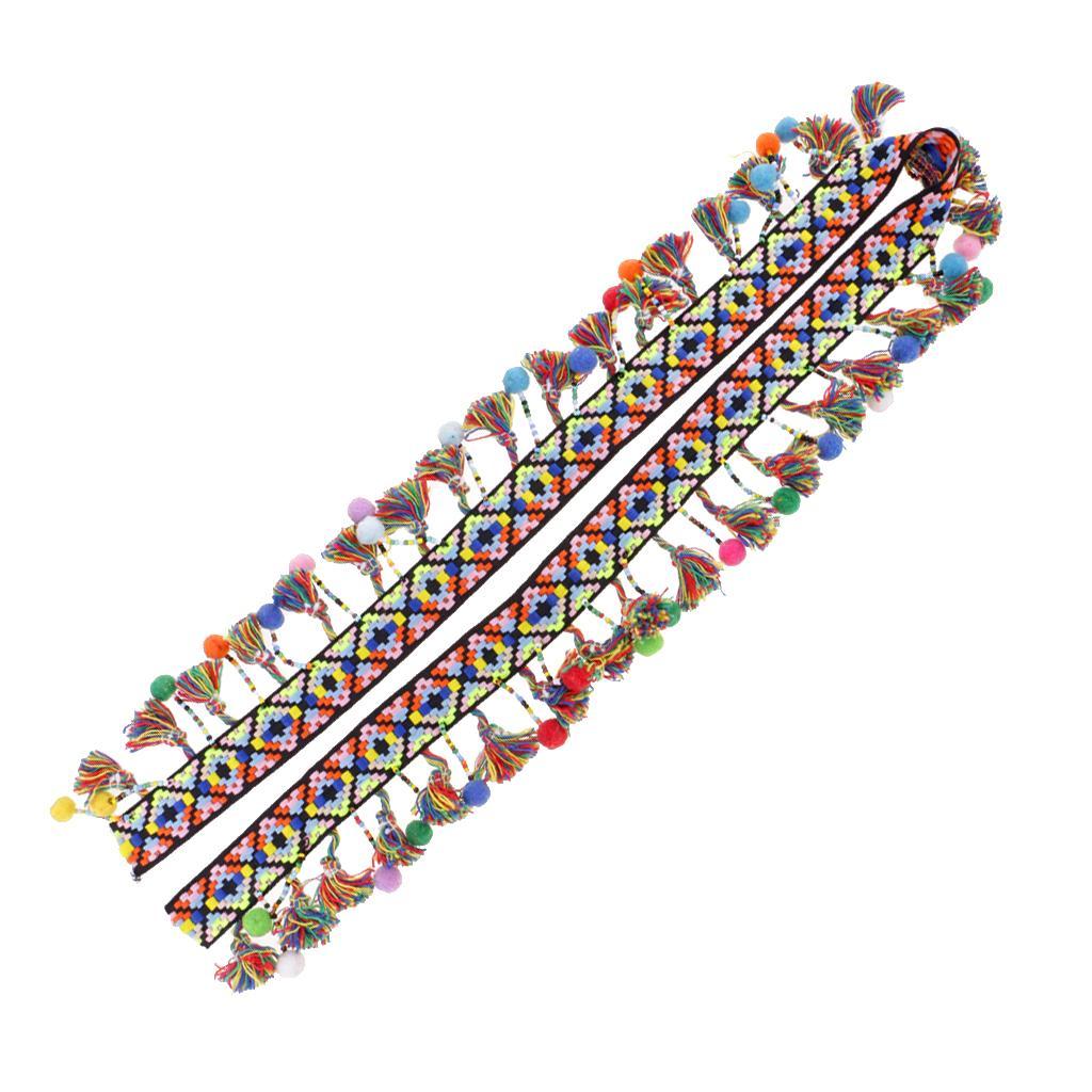 5-24pack 1 Yard Colorful Pom Pom Beads Fringe Tassels Braid Jacquard Ribbon Trim
