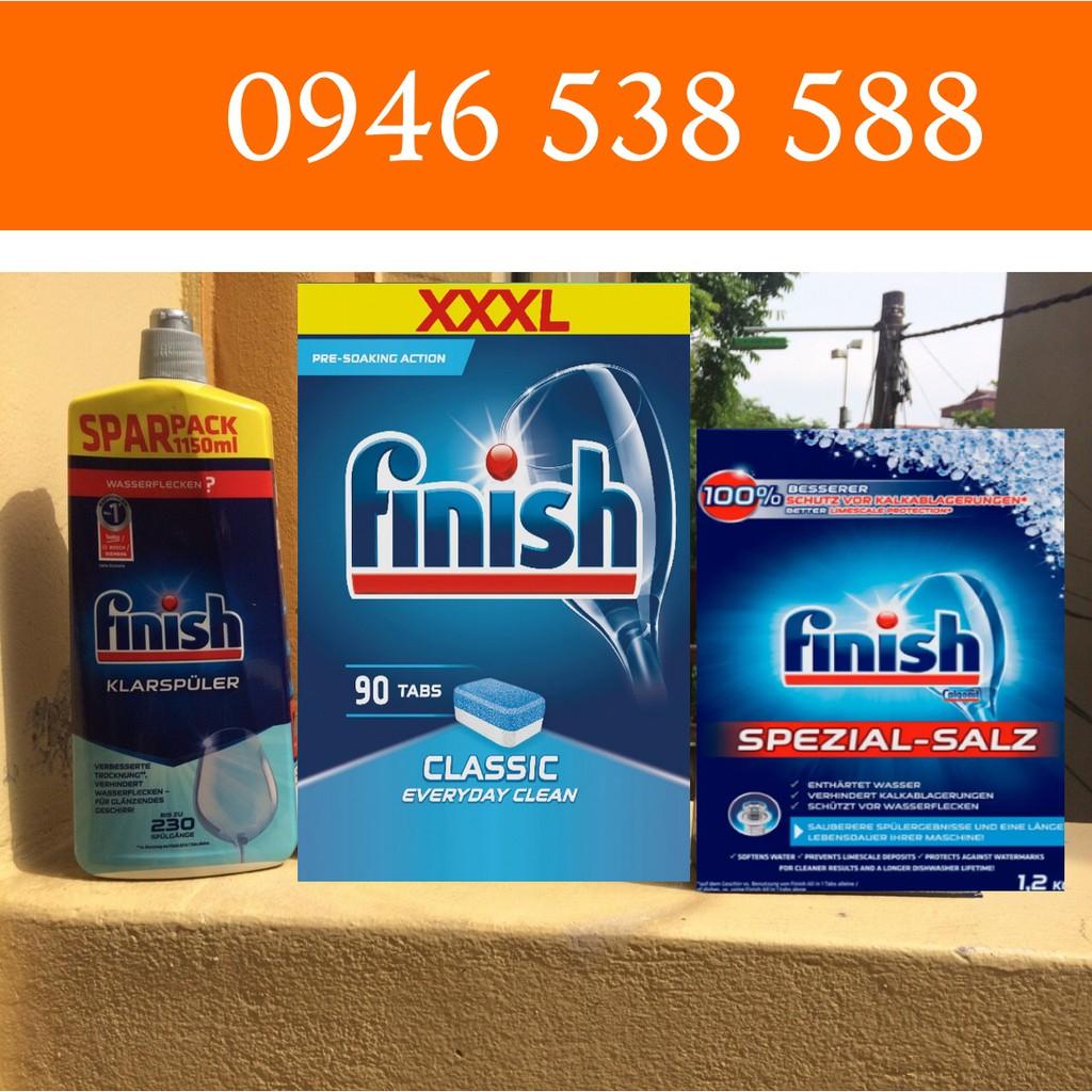 Combo 90 Viên rửa bát Finish + Muối rửa bát Finish 1.2kg + Nước làm bóng finish 1150ml Finish.edu.vn