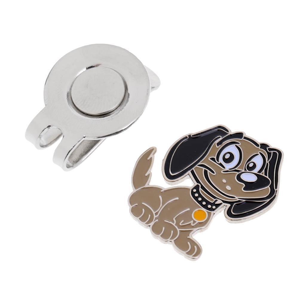 2xPortable Alloy Golf Ball Marker with Magnetic Golf Hat Clip Dog